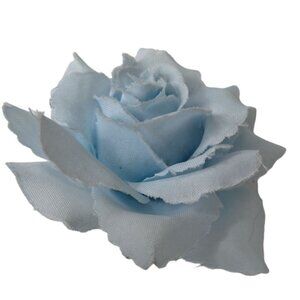 Light Blue Rose Pin Brooch Fabric Accent Lapel Statement Grannycore Wedding